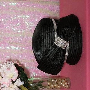 Black Hat with Bow & Rhinestones